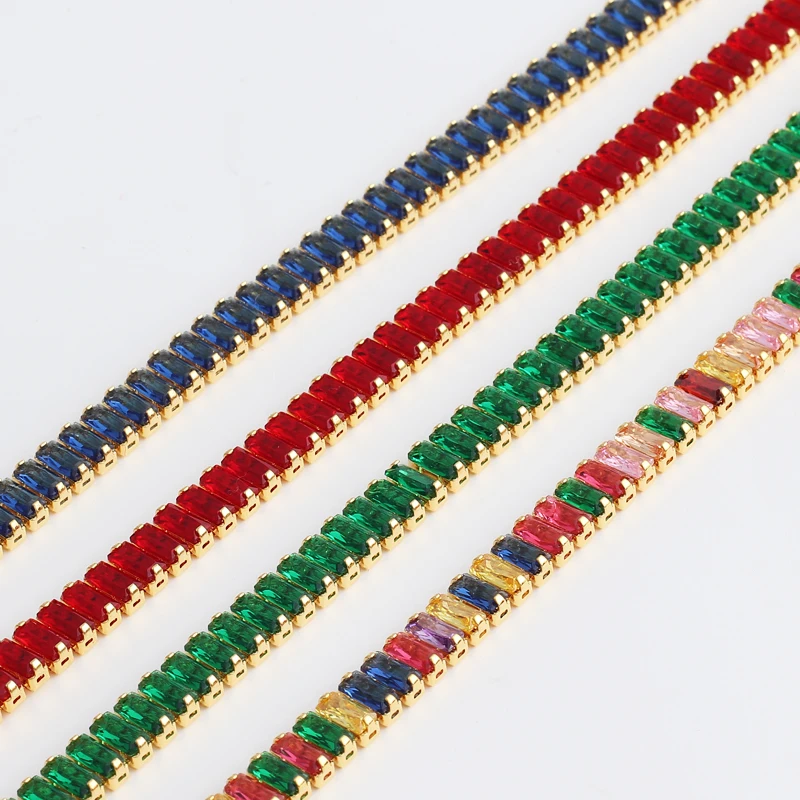 18K Gold Plated Rainbow Tennis CZ Choker Necklaces for Women Colorful Crystal Statemet Necklace Cubic Zirconia Choker Jewelry