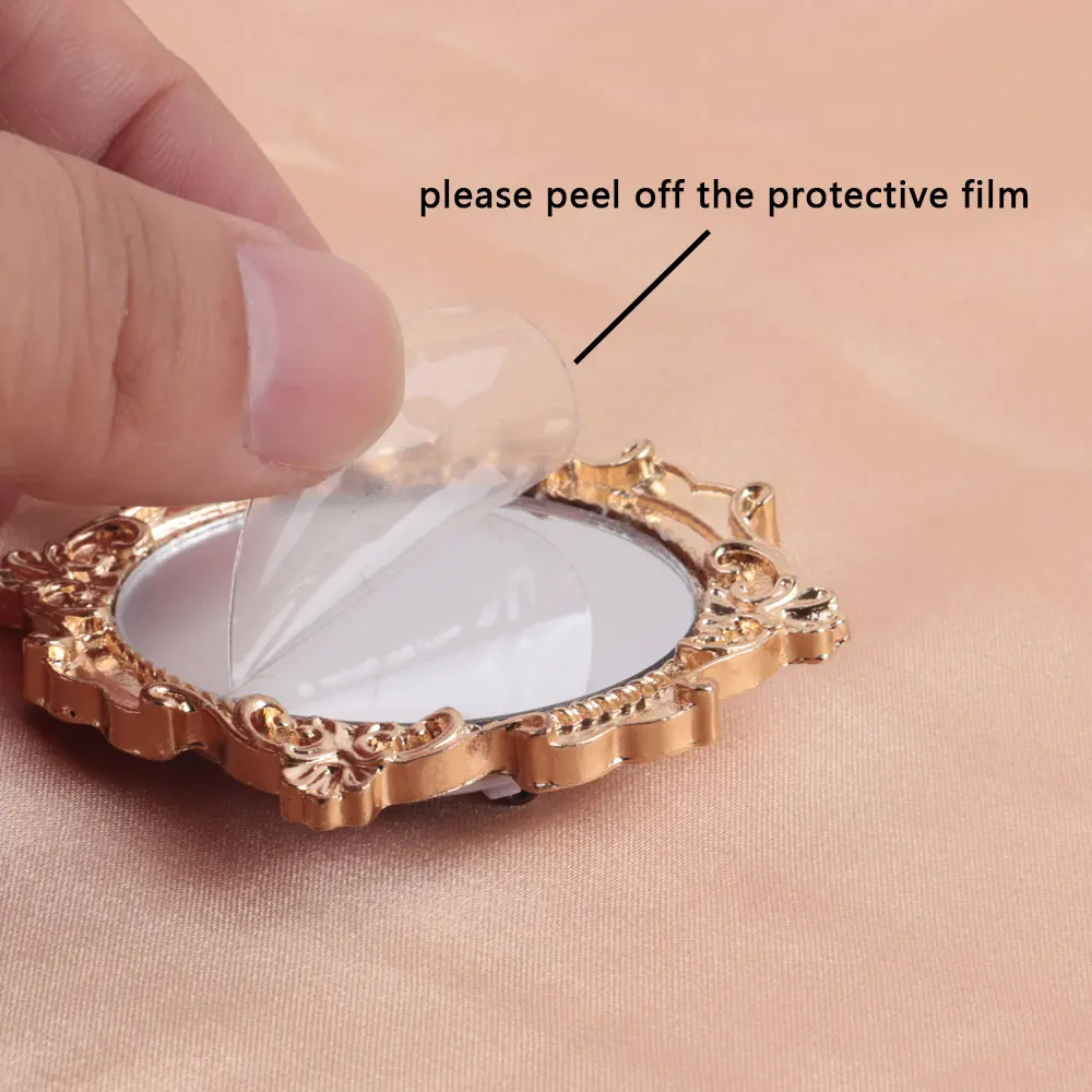 FishSheep Vintage Mini Mirror Brooches for Women Abstract Baroque Painting Gold Color and Silver Color Metal Pins for Backpacks