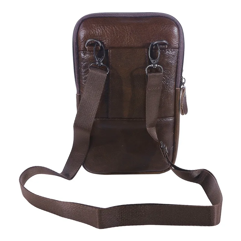 Leather Waist Bag Men's Mobile Phone Bag Wearing Belt Outdoor Sport One Shoulder Small Bag Doing Business Crossbody Bags