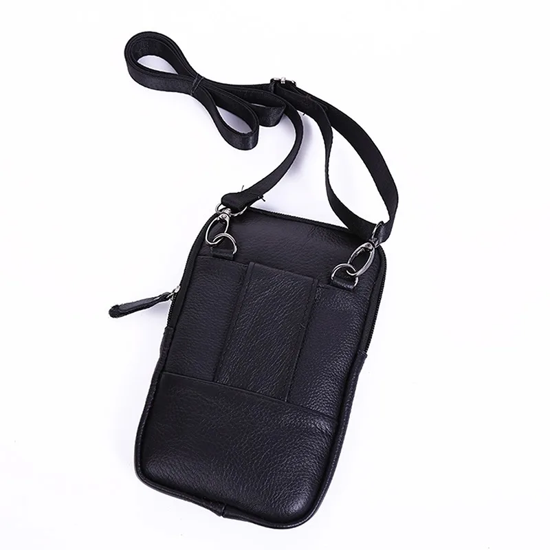 Leather Waist Bag Men's Mobile Phone Bag Wearing Belt Outdoor Sport One Shoulder Small Bag Doing Business Crossbody Bags