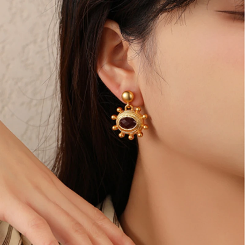 Trendy Jewelry 925 Silver Needle Matte Gold Color Earrings Vintage Temperament High Quality Metal Star Earrings For Women Gift