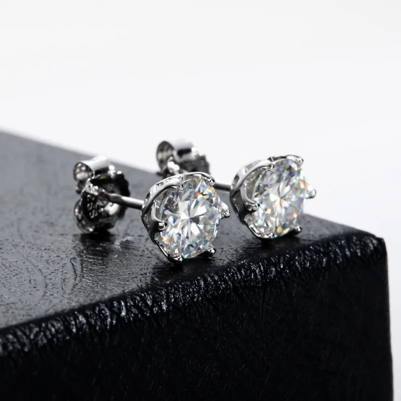 JoyceJelly 1/2/4CT VVS D Color Moissanite Russian Cut 8H8A Lab Diamond Stud Earrings For Women S925 Sterling Silver Fine Jewelry