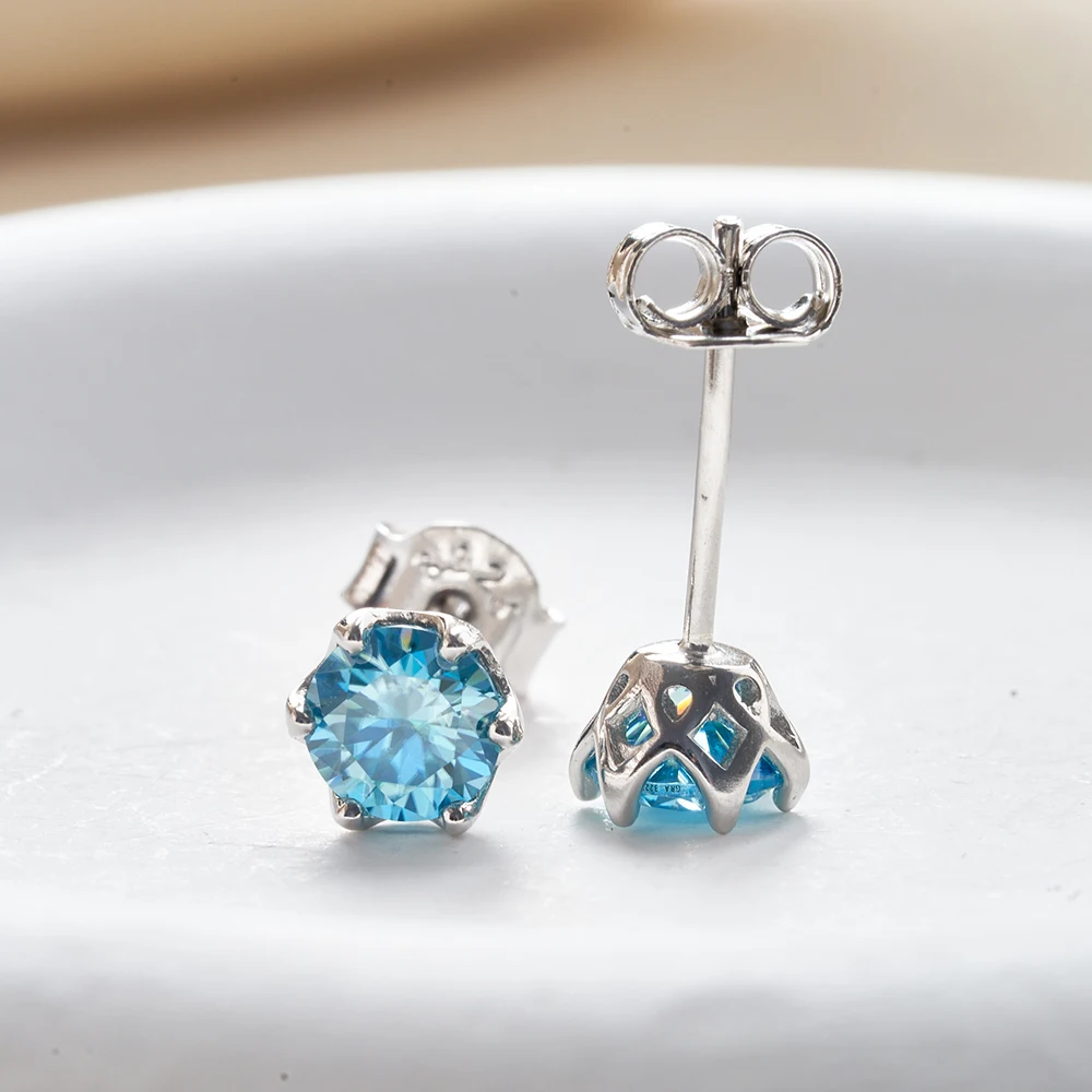 JoyceJelly 1/2/4CT VVS D Color Moissanite Russian Cut 8H8A Lab Diamond Stud Earrings For Women S925 Sterling Silver Fine Jewelry
