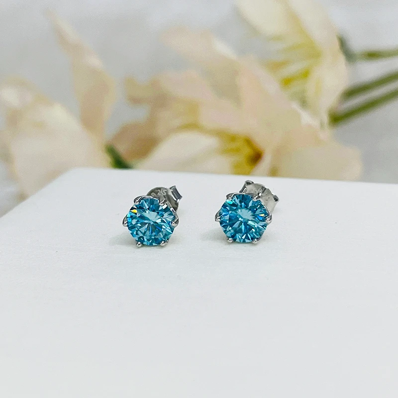 JoyceJelly 1/2/4CT VVS D Color Moissanite Russian Cut 8H8A Lab Diamond Stud Earrings For Women S925 Sterling Silver Fine Jewelry