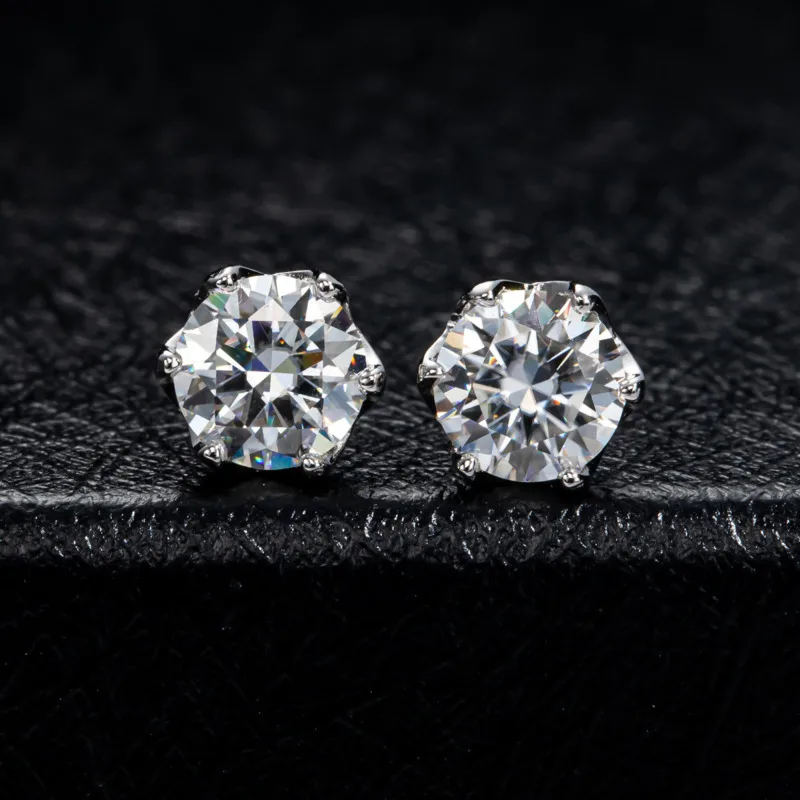 JoyceJelly 1/2/4CT VVS D Color Moissanite Russian Cut 8H8A Lab Diamond Stud Earrings For Women S925 Sterling Silver Fine Jewelry