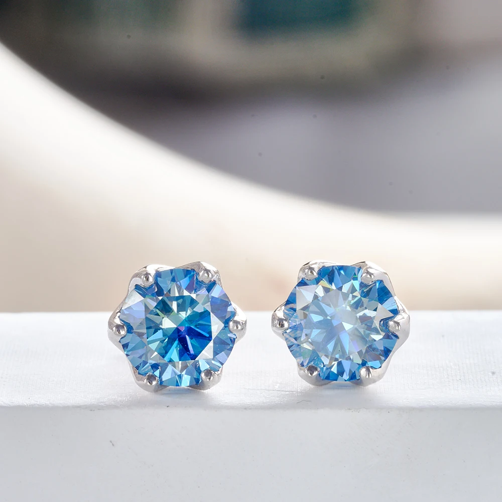 JoyceJelly 1/2/4CT VVS D Color Moissanite Russian Cut 8H8A Lab Diamond Stud Earrings For Women S925 Sterling Silver Fine Jewelry