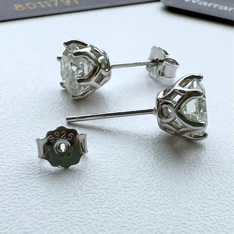 JoyceJelly 1/2/4CT VVS D Color Moissanite Russian Cut 8H8A Lab Diamond Stud Earrings For Women S925 Sterling Silver Fine Jewelry