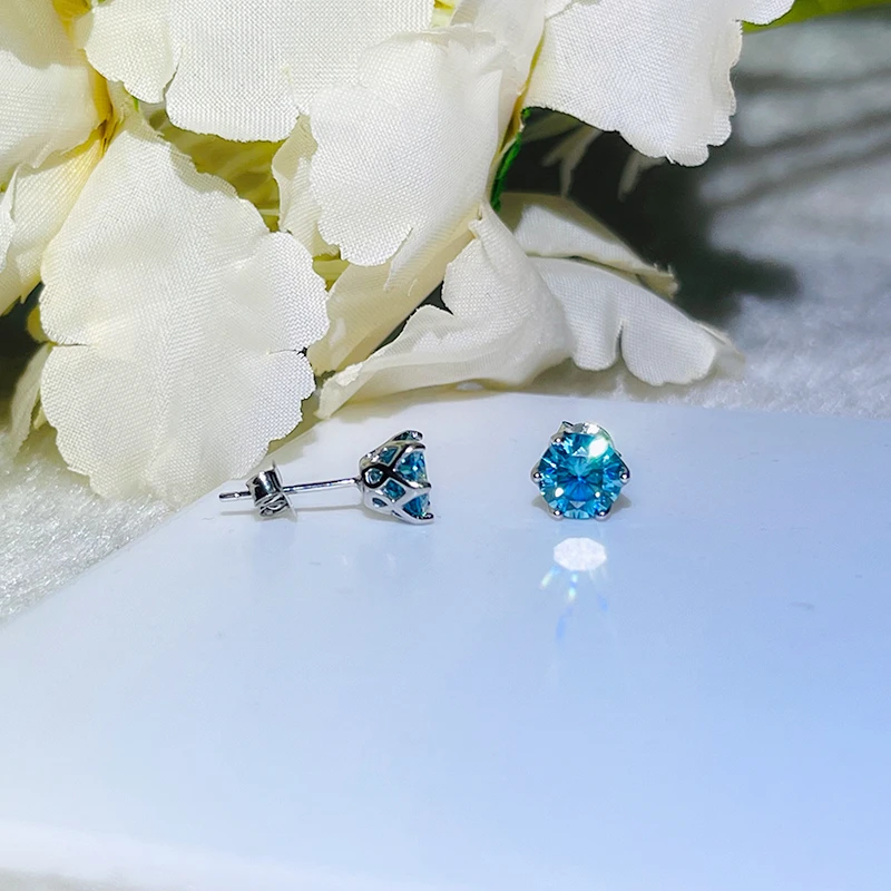 JoyceJelly 1/2/4CT VVS D Color Moissanite Russian Cut 8H8A Lab Diamond Stud Earrings For Women S925 Sterling Silver Fine Jewelry