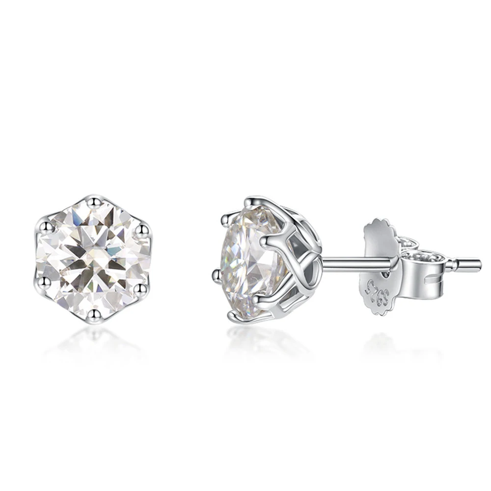 JoyceJelly 1/2/4CT VVS D Color Moissanite Russian Cut 8H8A Lab Diamond Stud Earrings For Women S925 Sterling Silver Fine Jewelry