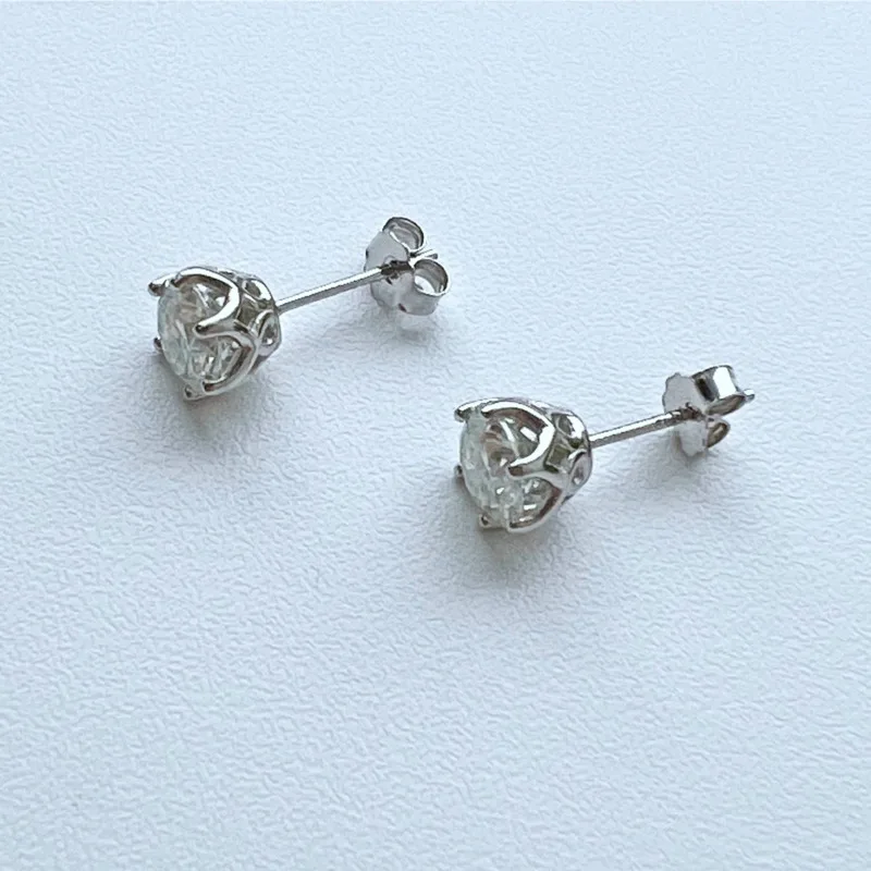 JoyceJelly 1/2/4CT VVS D Color Moissanite Russian Cut 8H8A Lab Diamond Stud Earrings For Women S925 Sterling Silver Fine Jewelry