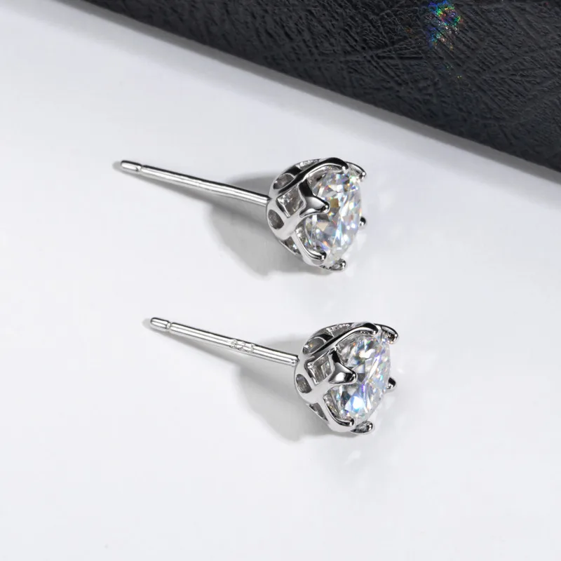 JoyceJelly 1/2/4CT VVS D Color Moissanite Russian Cut 8H8A Lab Diamond Stud Earrings For Women S925 Sterling Silver Fine Jewelry