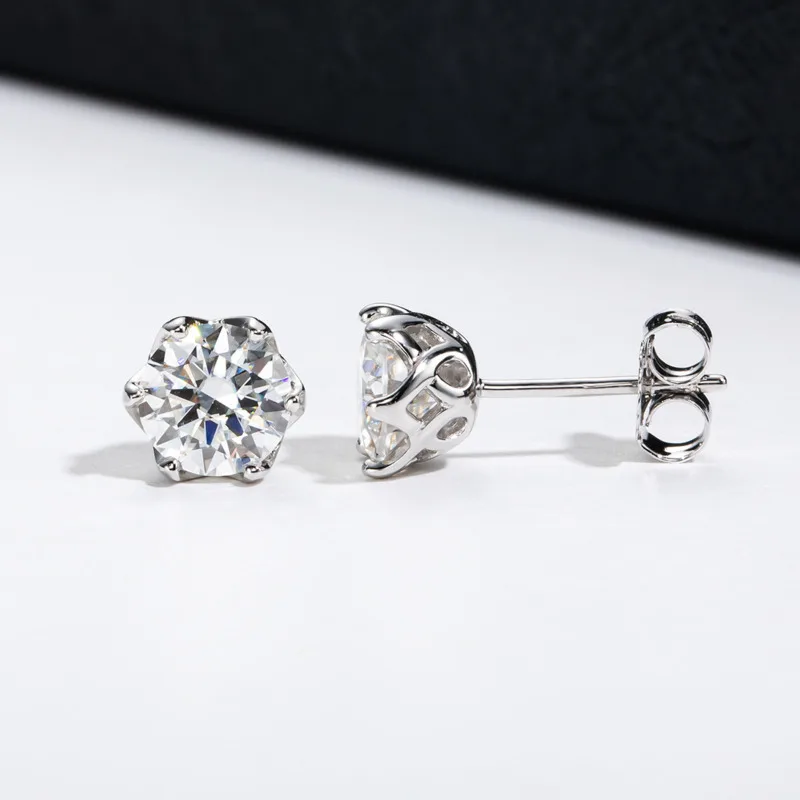 JoyceJelly 1/2/4CT VVS D Color Moissanite Russian Cut 8H8A Lab Diamond Stud Earrings For Women S925 Sterling Silver Fine Jewelry