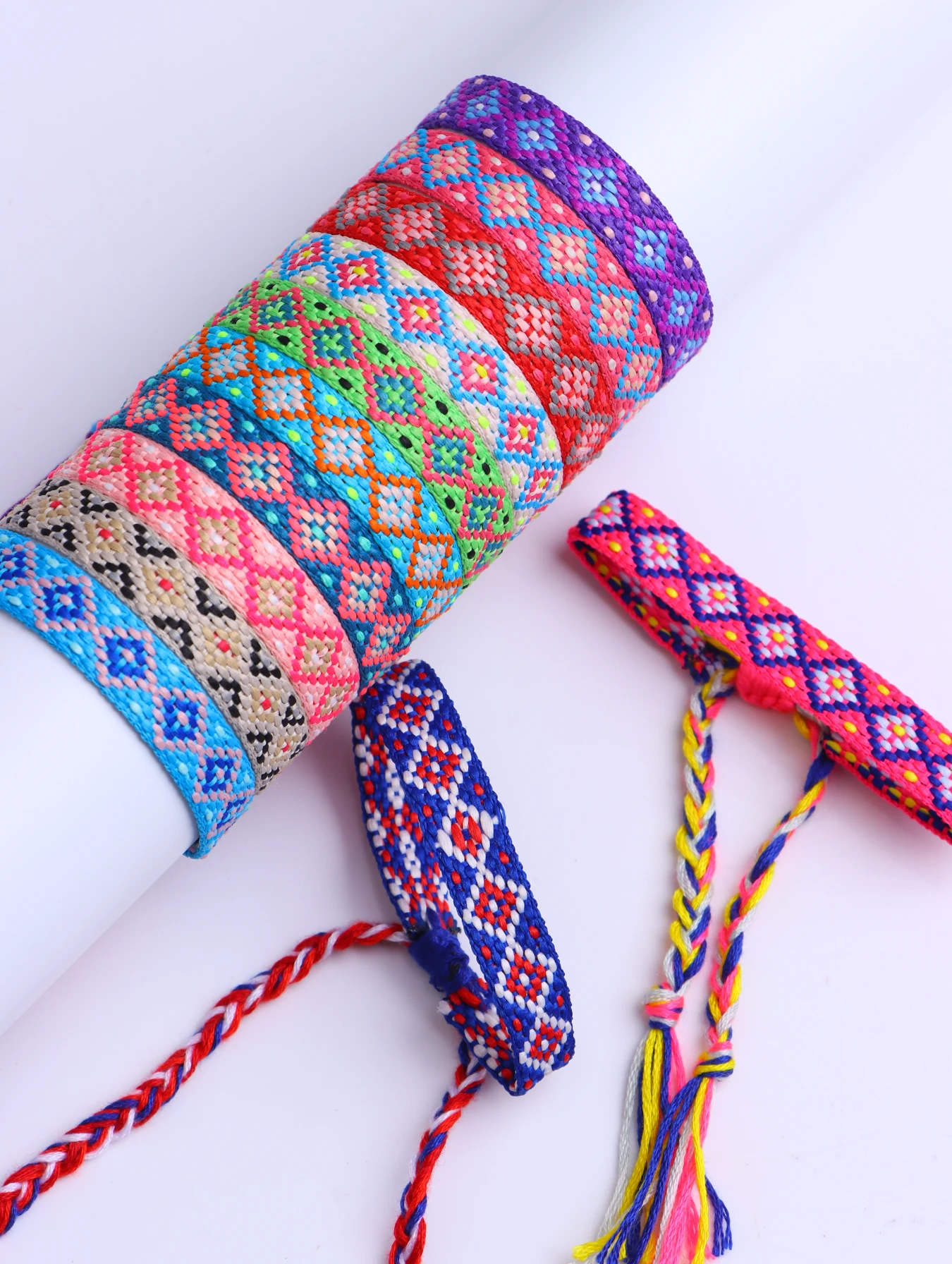 10/20/30/50Pcs/Lot Fashion Bohemia Braide Cotton Rope Adjustable Bracelet For Women Men Lucky Friendship Jewelry Party Gifts