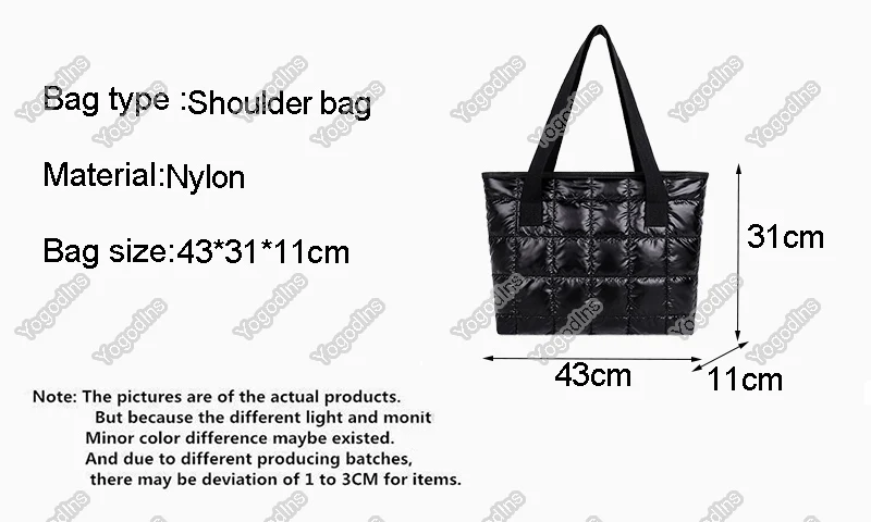 Casual Large Capacity Shoulder Bags For Women Space Cotton Handbag Totes Fashion Winter Daily Use Bag bolsa feminina
