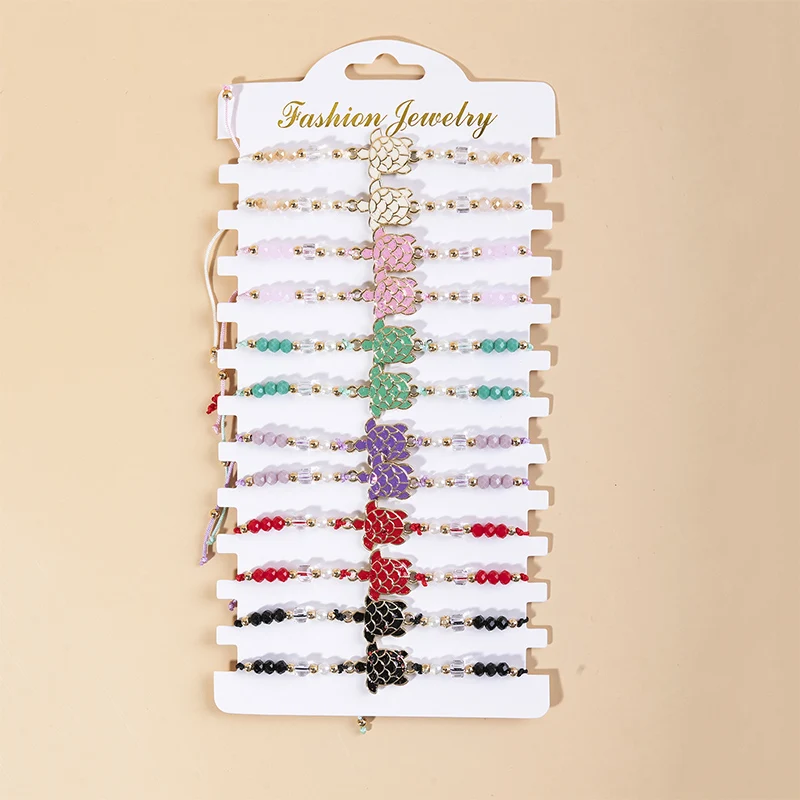 Wholesale 12pcs/set Multi-style Bracelet Set For Women Men Colorful Blue Eye Heart Turtle Braided Bracelet Bulk Jewelry Set
