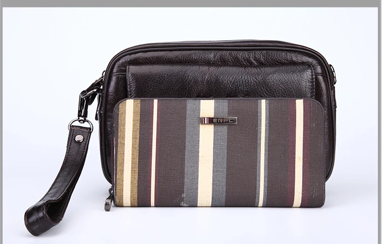 Men Clutch Bag Long Wallet Purse Genuine Leather 6.4 Inch Mobile Cell Phone Case Pocket Business Cowhide Male Handy Wrist Bag