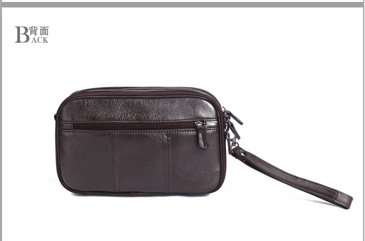 Men Clutch Bag Long Wallet Purse Genuine Leather 6.4 Inch Mobile Cell Phone Case Pocket Business Cowhide Male Handy Wrist Bag