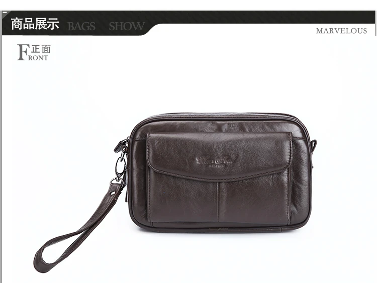 Men Clutch Bag Long Wallet Purse Genuine Leather 6.4 Inch Mobile Cell Phone Case Pocket Business Cowhide Male Handy Wrist Bag