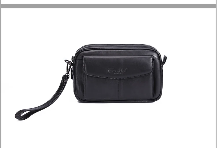Men Clutch Bag Long Wallet Purse Genuine Leather 6.4 Inch Mobile Cell Phone Case Pocket Business Cowhide Male Handy Wrist Bag