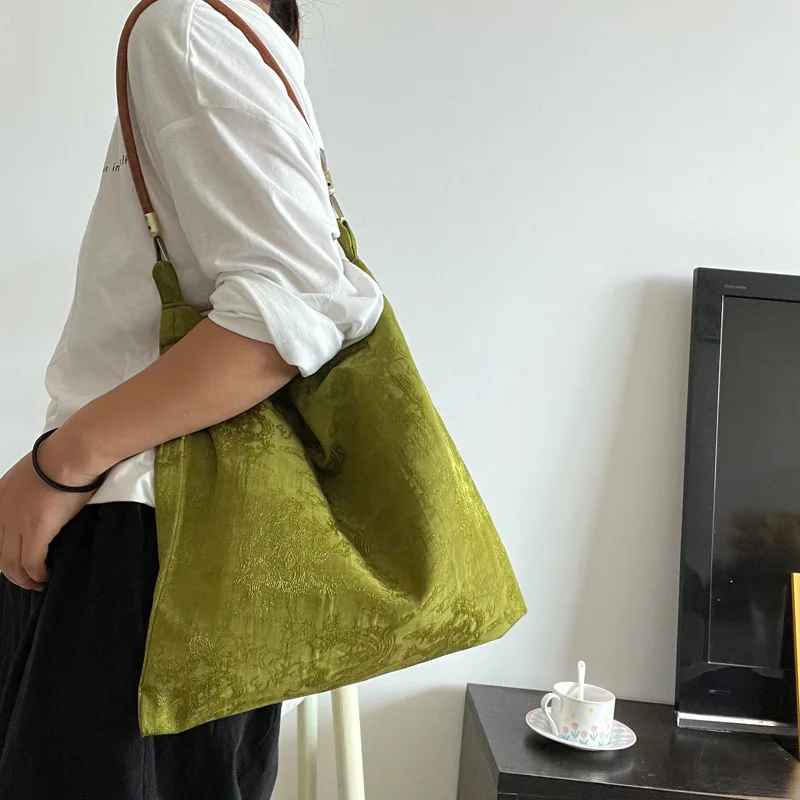Vintage Jacquard Women's Shoulder Crossbody Bag Luxury Design Ladies Underarm Bags Large Capacity Shopping Bag Travel Handbags