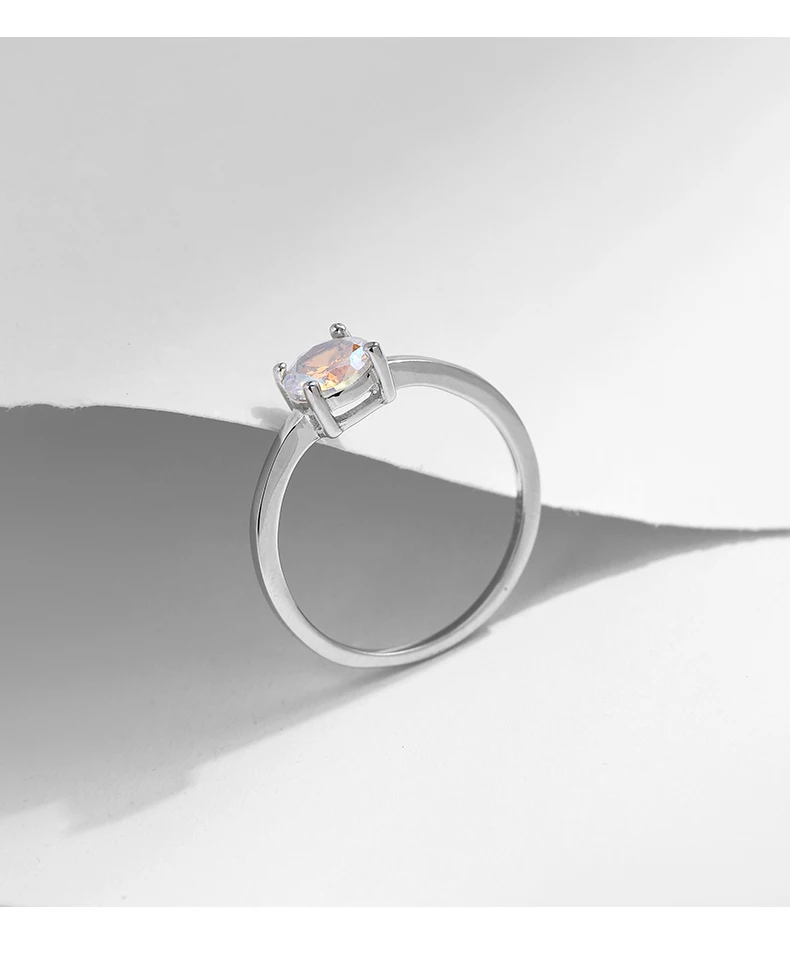 MODIAN 925 Sterling Silver Minimalist Rainbow Colorful Round Zirconia Rings Classic Wedding Statement Jewelry For Women Gift