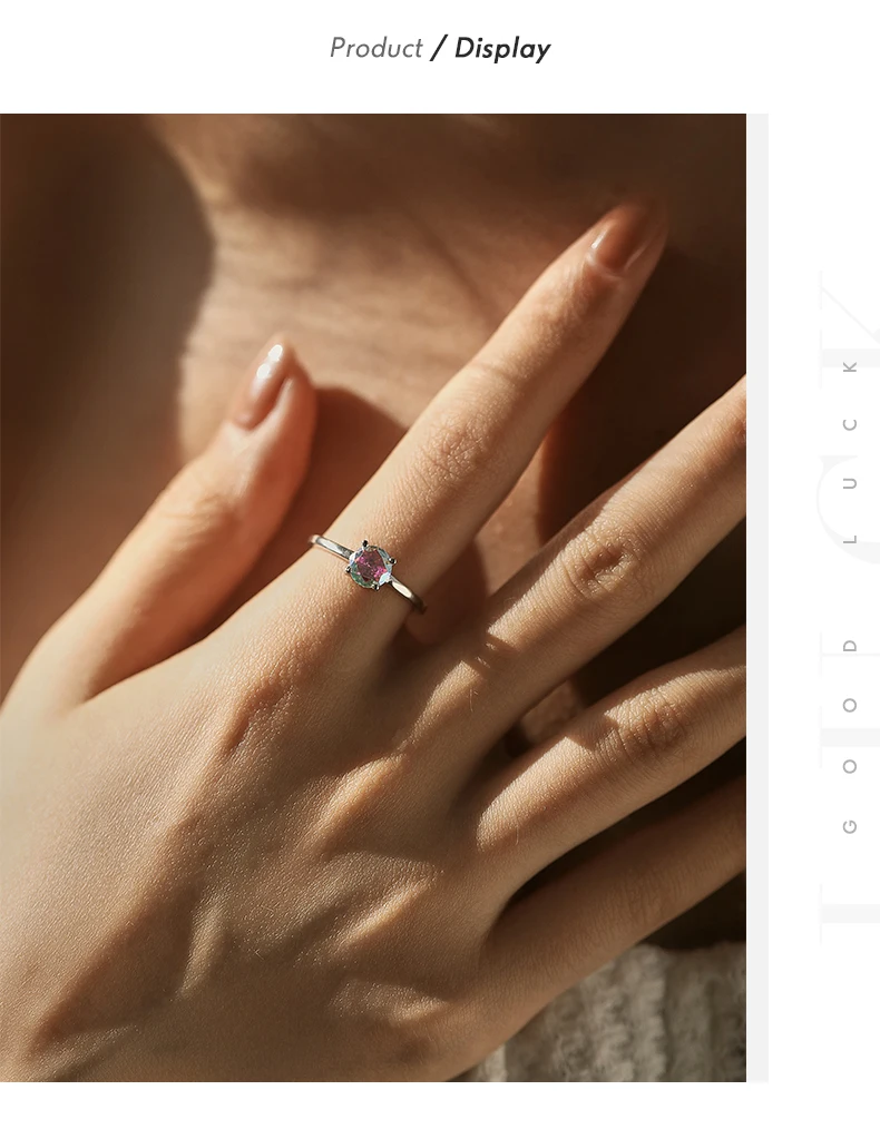 MODIAN 925 Sterling Silver Minimalist Rainbow Colorful Round Zirconia Rings Classic Wedding Statement Jewelry For Women Gift