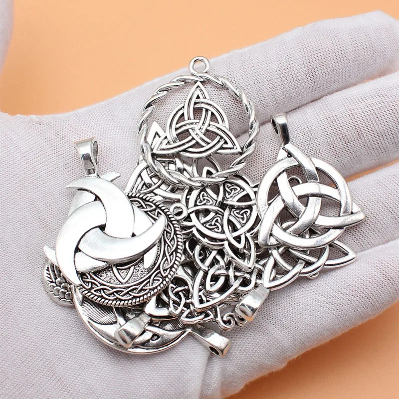12pcs Mix Celtic Knot Triangular Antique Silve Viking Charms for Necklaces Earrings DIY Accessory Making
