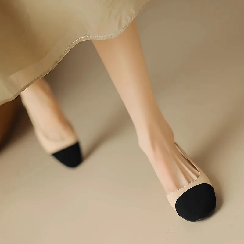 2025 Summer Women Luxury High Heels Shoes for Woman's Color Splicing Mixed Color Round Toe Sandals Ladies Slippers Casual Shoes