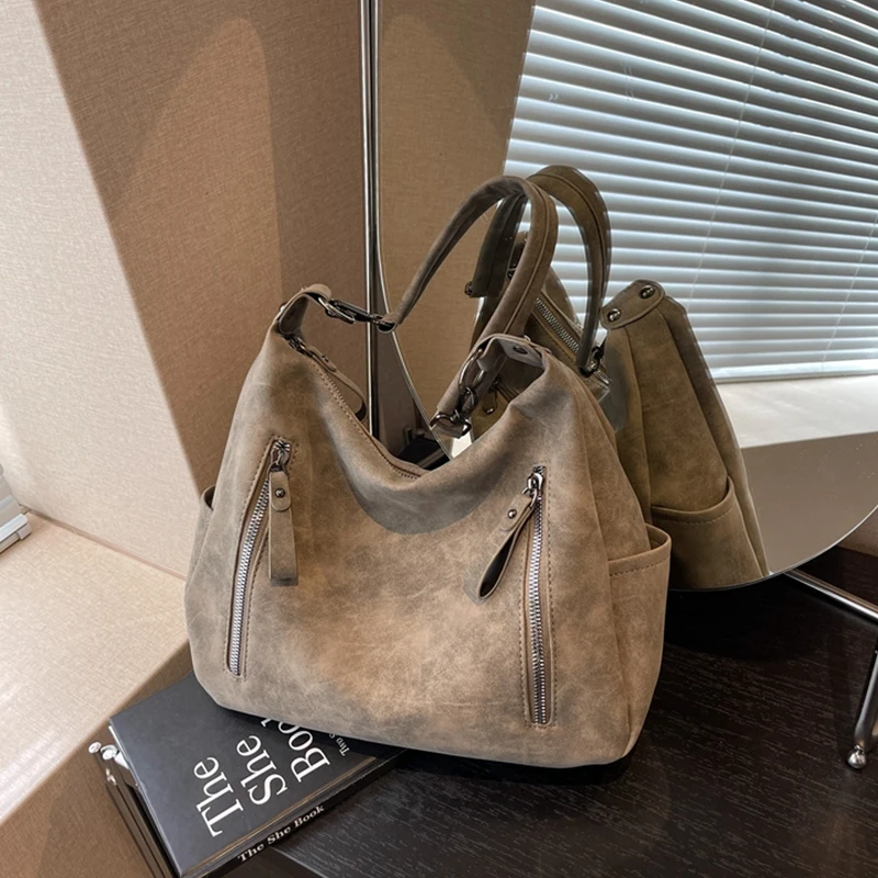 Women Crossbody Bag Luxury Designer Oblique Cross Single Shoulder Bag Large Capacity Handbags Retro Matte PU Leather Hobos
