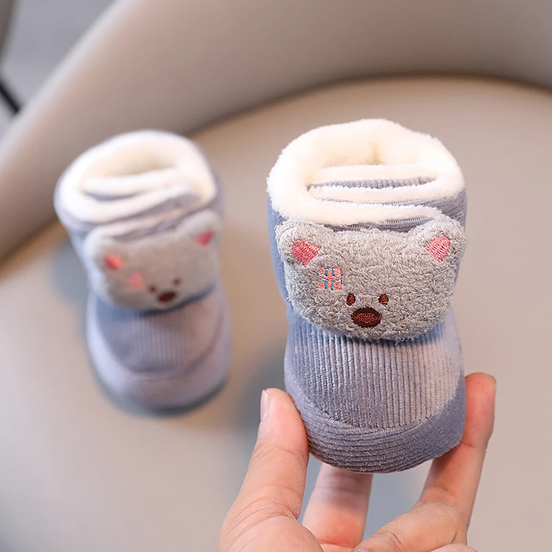 Winter New Cute Cartoon Baby Booties Boy Girl Boots Cotton Soft-Sole Non-Slip Warm Toddler First Walkers Infant Crib Shoes