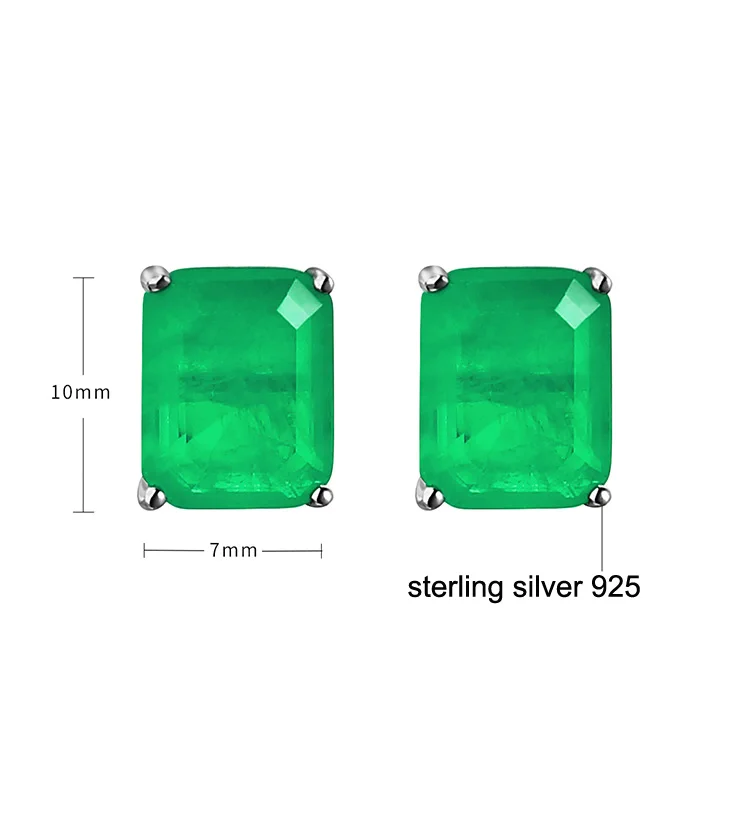 FFGems 100% Sterling Silver 925 Earrings Emerald Paraiba White Gold Green Square for Women Fine Jewelry wholesale Party Gift box