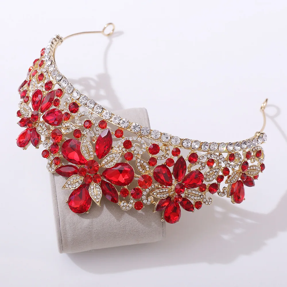 DIEZI Luxury Sweet Cute Flower Opal Tiara Crown For Women Wedding Party Elegant Bridal Bride Crystal Crown Hair Accessories