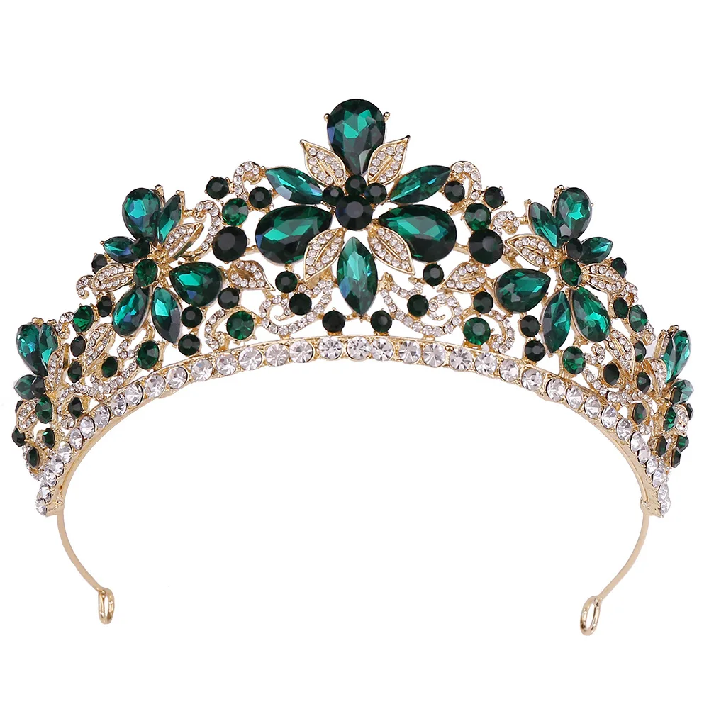 DIEZI Luxury Sweet Cute Flower Opal Tiara Crown For Women Wedding Party Elegant Bridal Bride Crystal Crown Hair Accessories