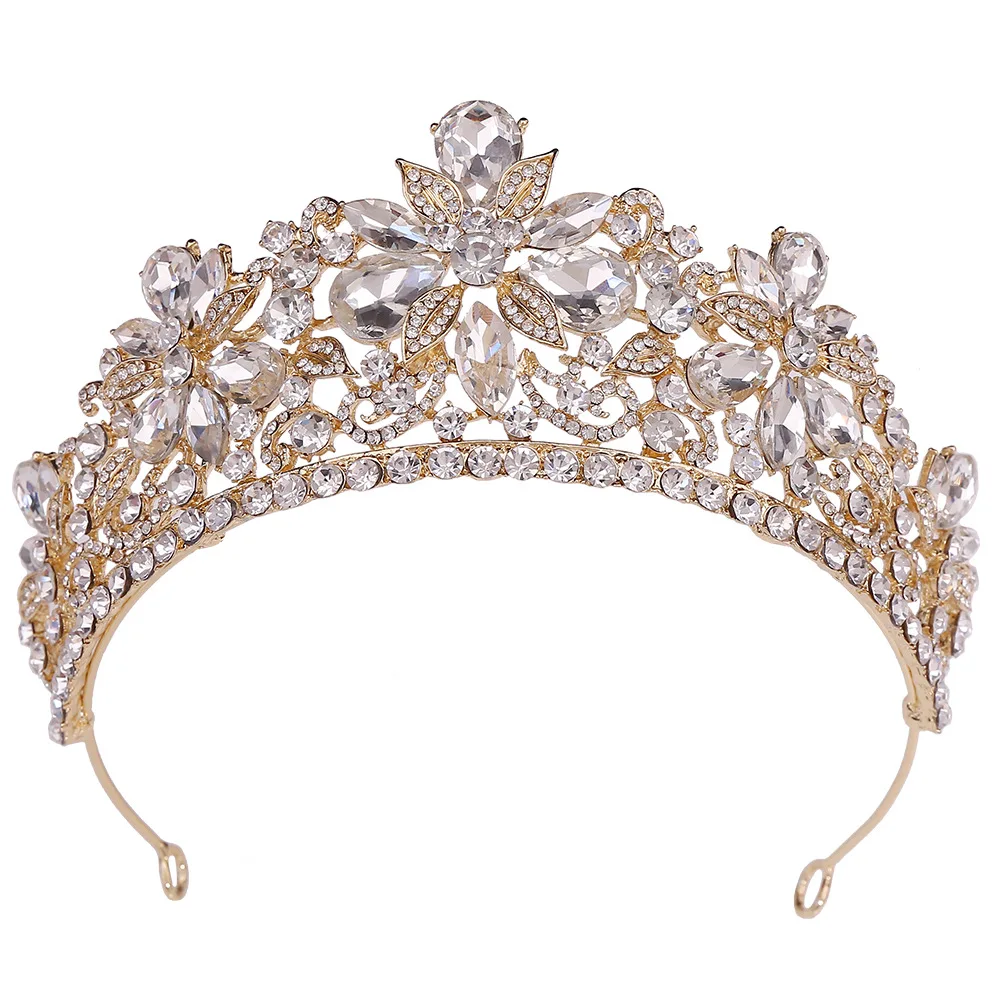 DIEZI Luxury Sweet Cute Flower Opal Tiara Crown For Women Wedding Party Elegant Bridal Bride Crystal Crown Hair Accessories