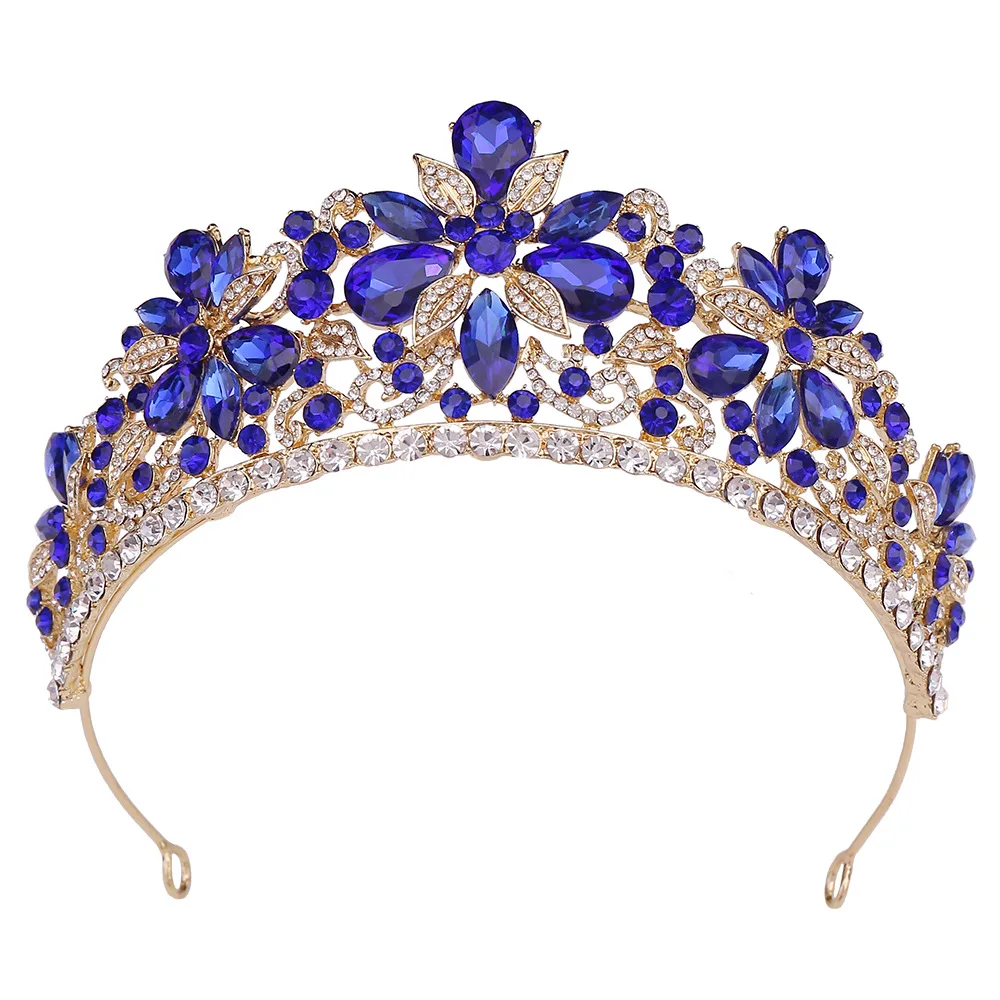 DIEZI Luxury Sweet Cute Flower Opal Tiara Crown For Women Wedding Party Elegant Bridal Bride Crystal Crown Hair Accessories