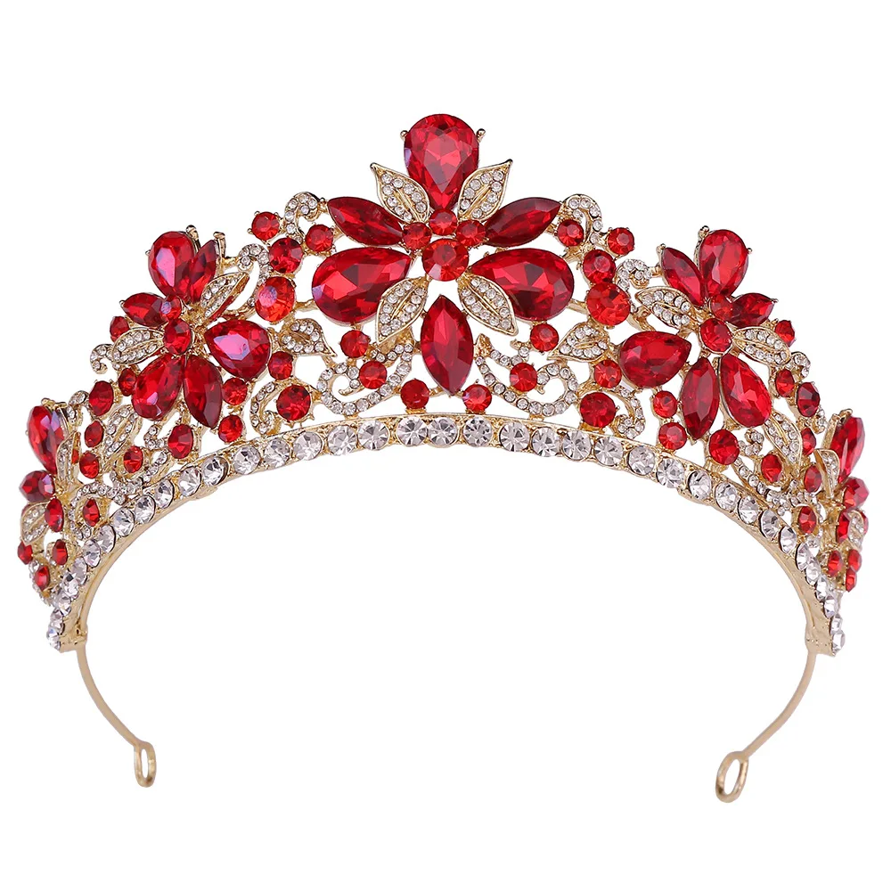 DIEZI Luxury Sweet Cute Flower Opal Tiara Crown For Women Wedding Party Elegant Bridal Bride Crystal Crown Hair Accessories