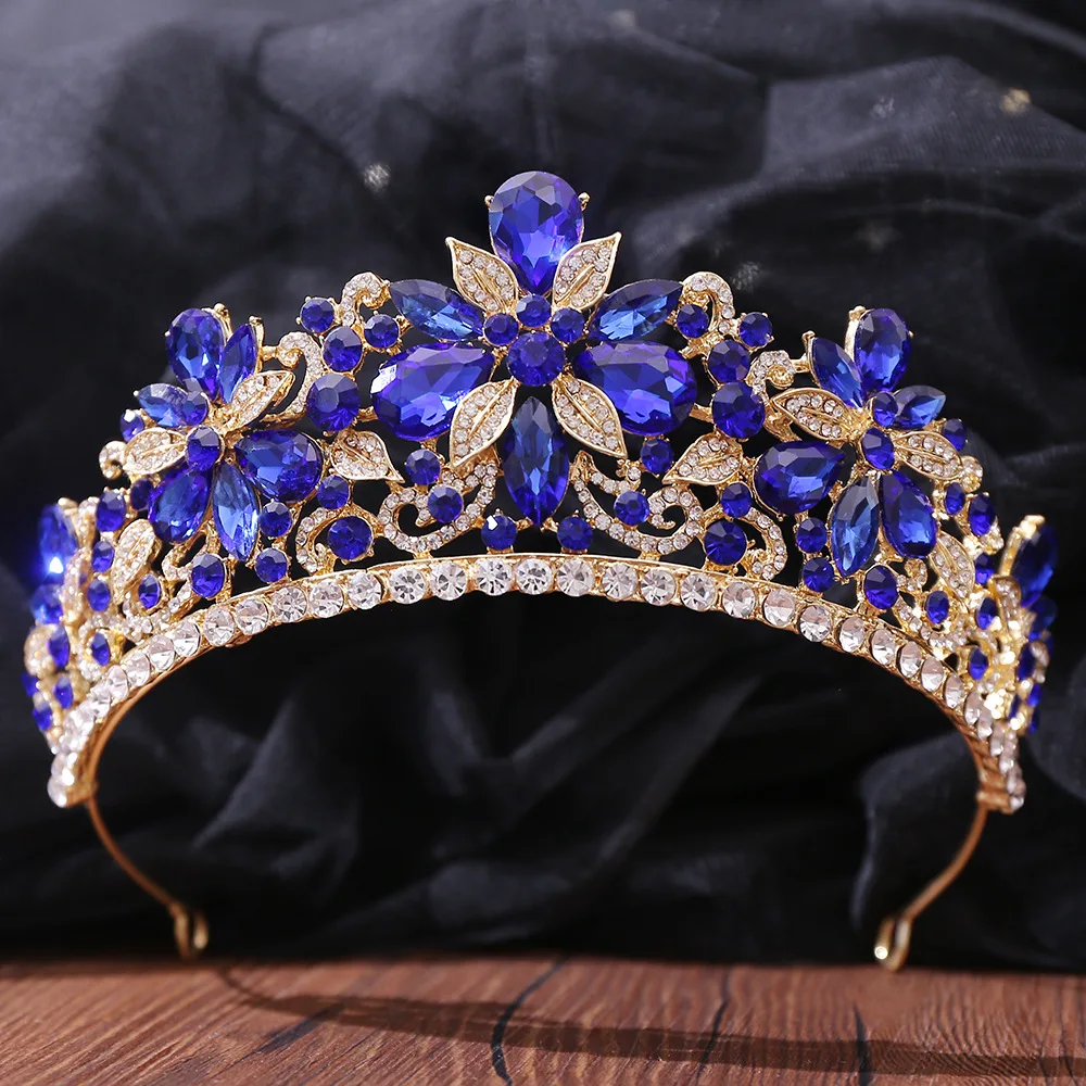 DIEZI Luxury Sweet Cute Flower Opal Tiara Crown For Women Wedding Party Elegant Bridal Bride Crystal Crown Hair Accessories