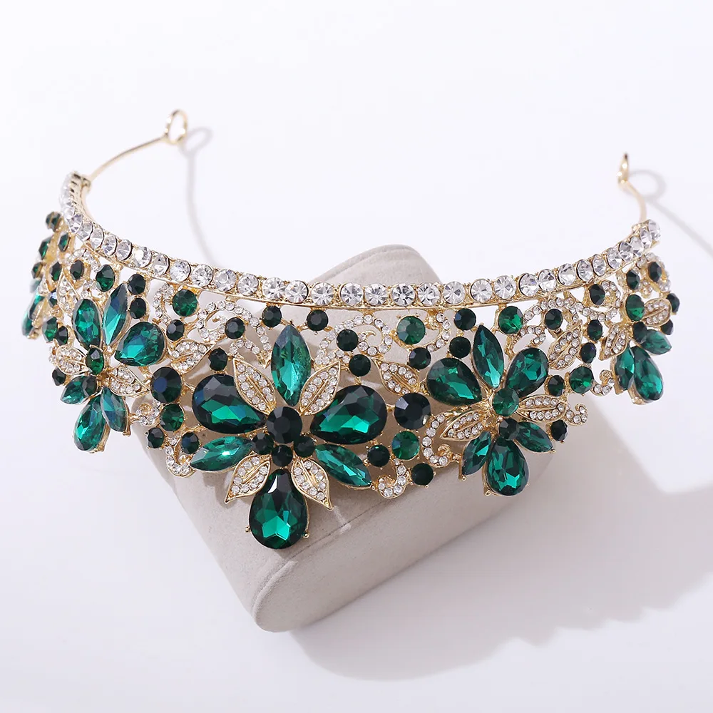 DIEZI Luxury Sweet Cute Flower Opal Tiara Crown For Women Wedding Party Elegant Bridal Bride Crystal Crown Hair Accessories