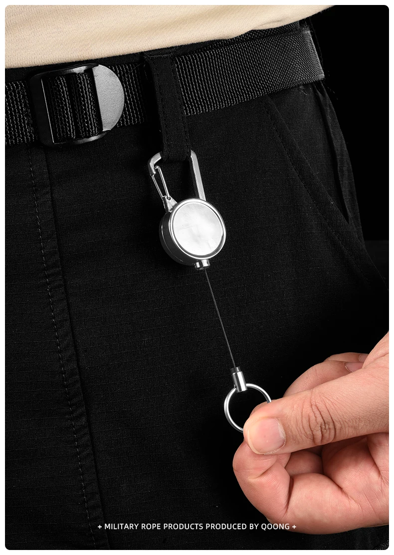 Resilience Kevlar Rope Elastic Keychains Metal Keyring Sporty Retractable Alarm Keychain Anti-lost Telescopic Keys Trinket H62