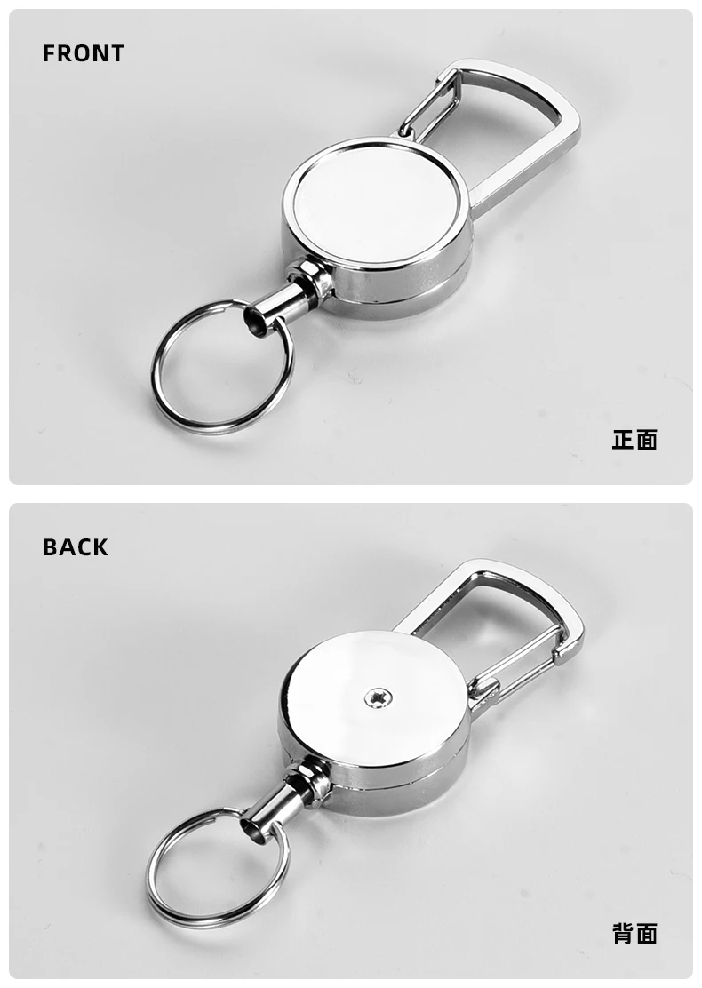 Resilience Kevlar Rope Elastic Keychains Metal Keyring Sporty Retractable Alarm Keychain Anti-lost Telescopic Keys Trinket H62
