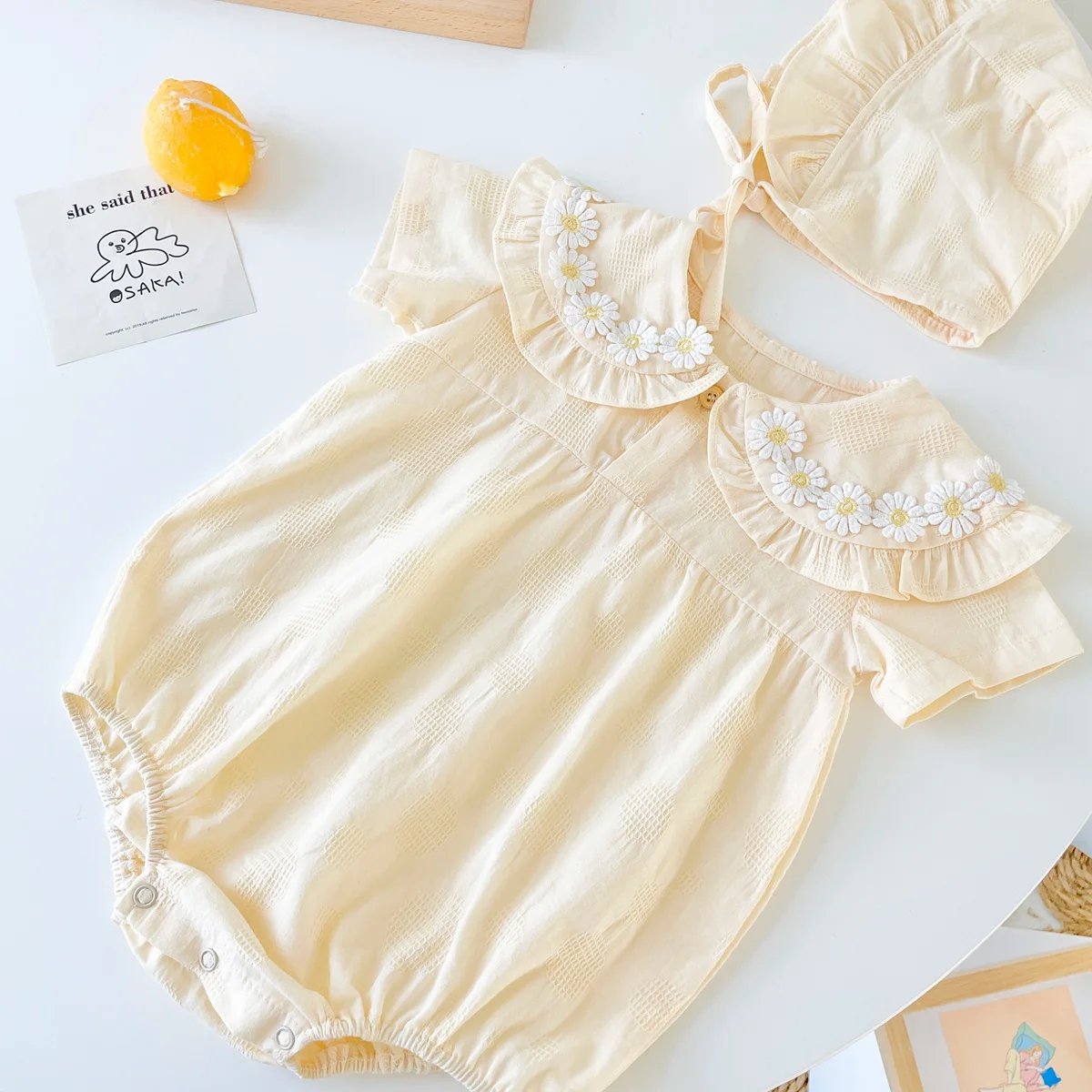 Sanlutoz Princess Floral Newborn Baby Girls Bodysuits Cotton Summer Short Sleeve Girls Clothing Cute with Hat