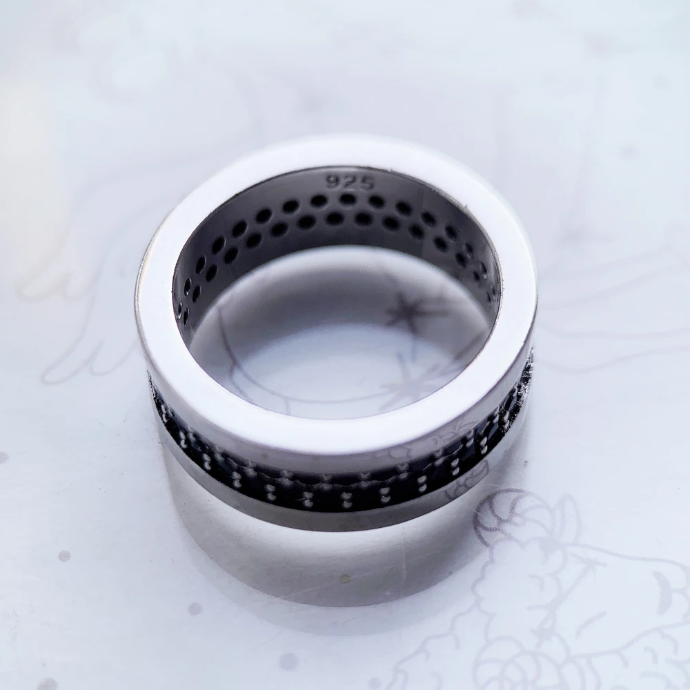 Classic Black Zirconia Band Ring,Europe Style Jewelry Fine Jewerly For Men & Women Gift In 925 Sterling Silver,Super Deals