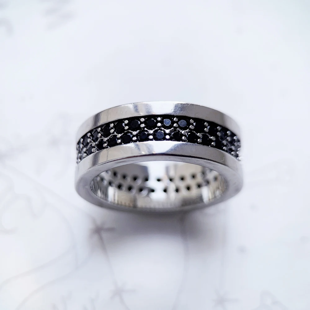 Classic Black Zirconia Band Ring,Europe Style Jewelry Fine Jewerly For Men & Women Gift In 925 Sterling Silver,Super Deals