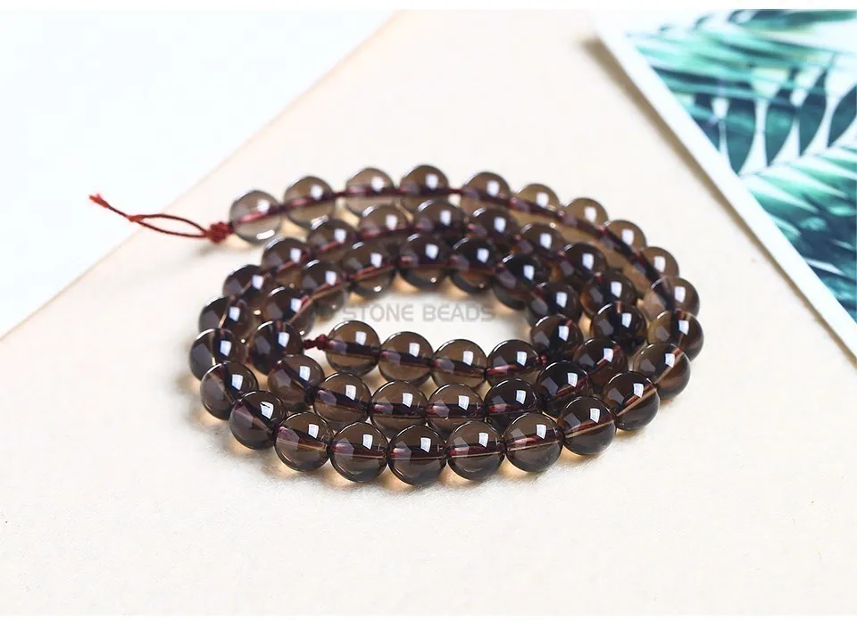 Genuine Natural Smoky Quartz Round Smooth Clear Crystal Beads Loose Spacer Bead For Jewelry Making Bracelet Necklace Accessory