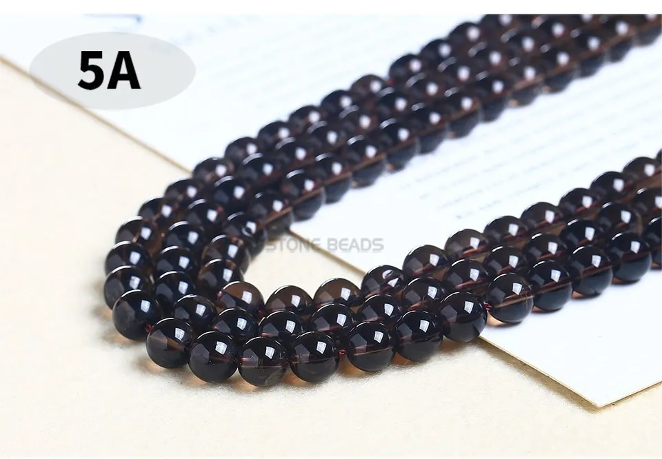 Genuine Natural Smoky Quartz Round Smooth Clear Crystal Beads Loose Spacer Bead For Jewelry Making Bracelet Necklace Accessory
