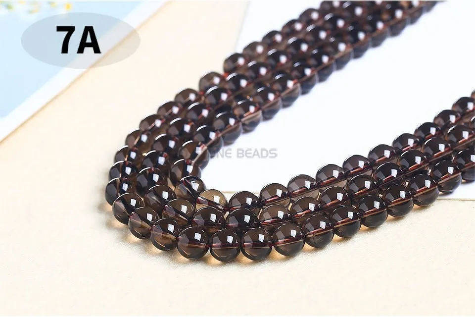Genuine Natural Smoky Quartz Round Smooth Clear Crystal Beads Loose Spacer Bead For Jewelry Making Bracelet Necklace Accessory