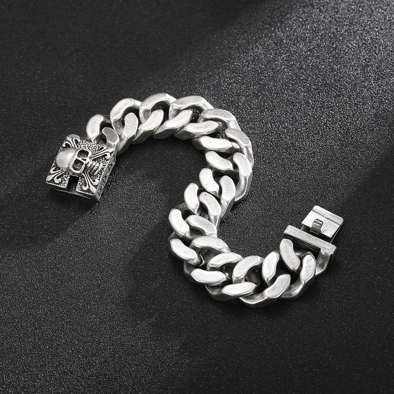 20mm Big and Heavy Chunky Cuban Chain Bracelet Men With Devil Ghost Skull Charm Vintage Magical Jewelry Best Gift For Friends
