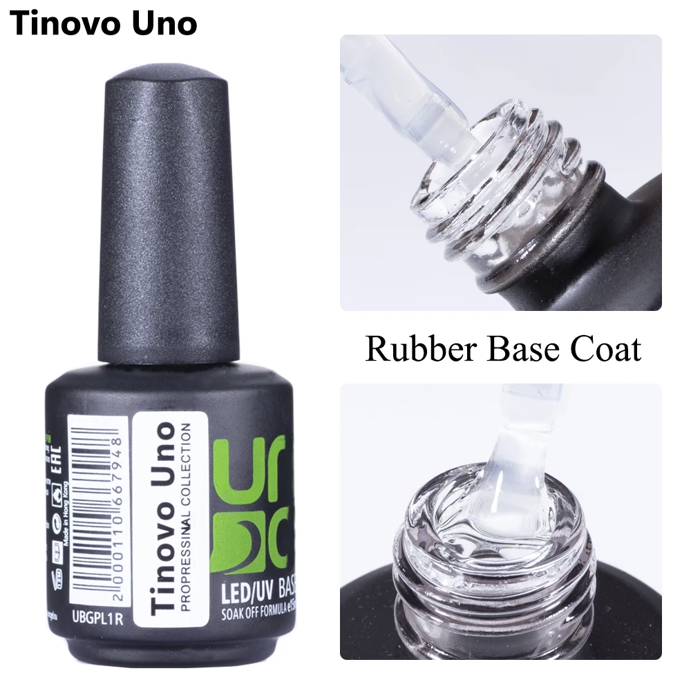 Tinovo Uno Professional Rubber Base Coat UV Gel Nail Polish 15ml Thick Long Lasting Esmalte Gelpolish All for Manicure Nails Art