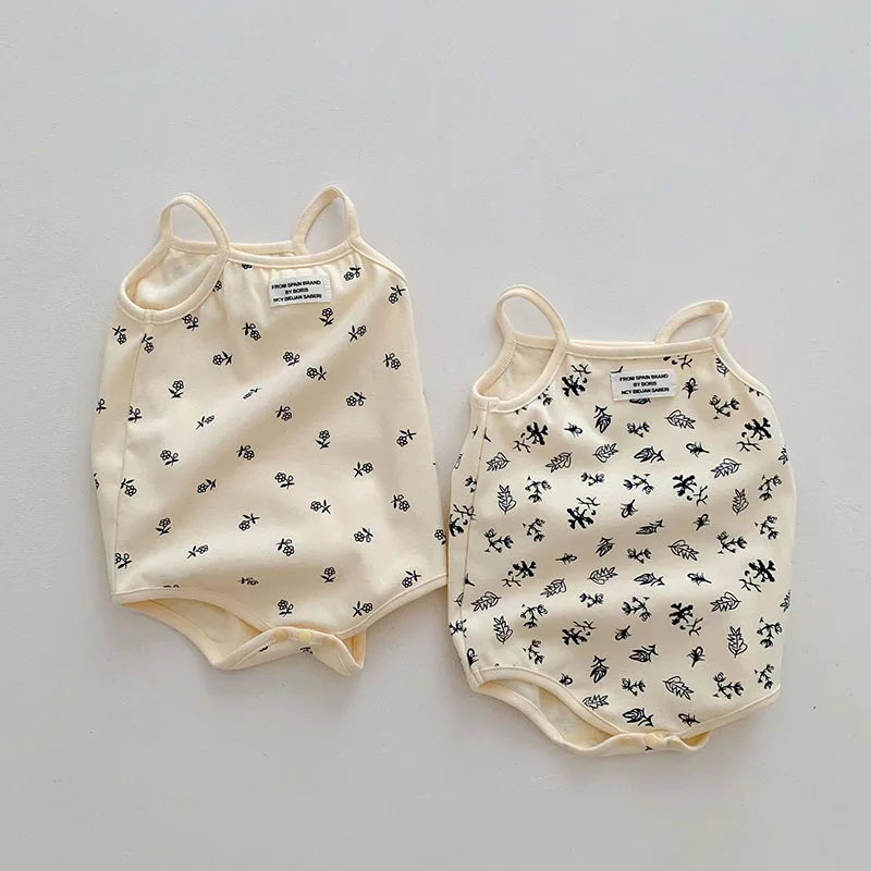MILANCEL 2024 Summer Baby Bodysuits Cotton Infant Girls One Piece Sleeveless Camisole Bodysuit