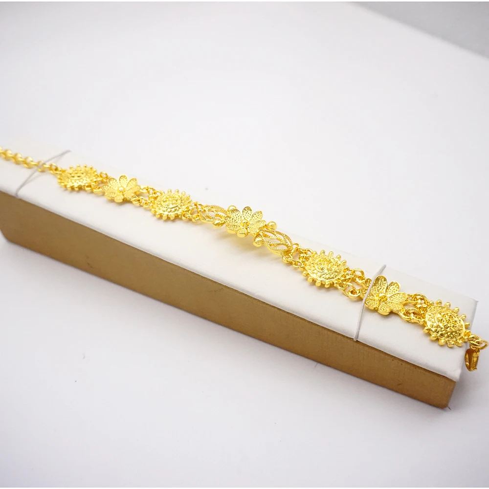 Indian Dubai Gold Color Jewelry Set For Women Bridal Long Necklace Set Nigerian Choker Necklace Bracelet Earring Ring Sets